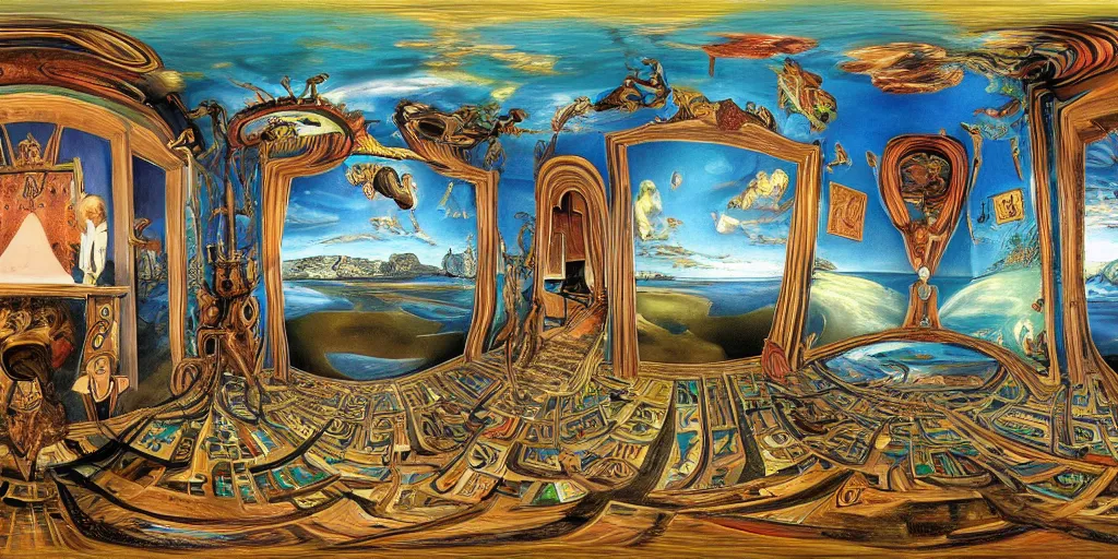 Image similar to equirectangular room by salvador dali