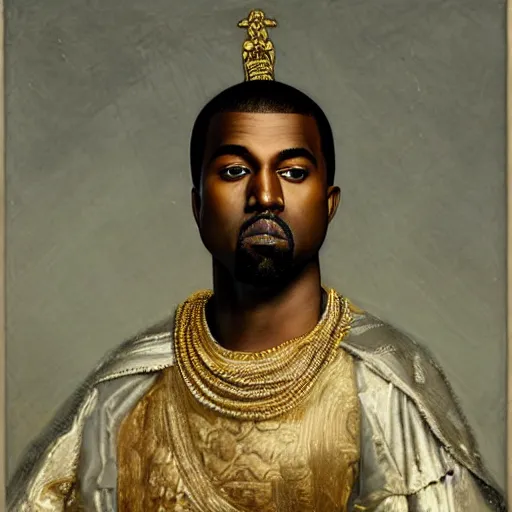 Prompt: oilpainting of Kanye West as an emperor in the style of Francois Gerard