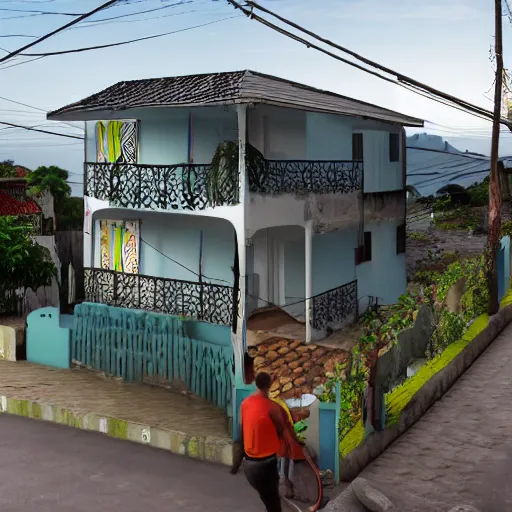 Image similar to rio de janeiro house. the house is in a favela. extremely detailed. by glen billy. hyper - realistic, 8 k