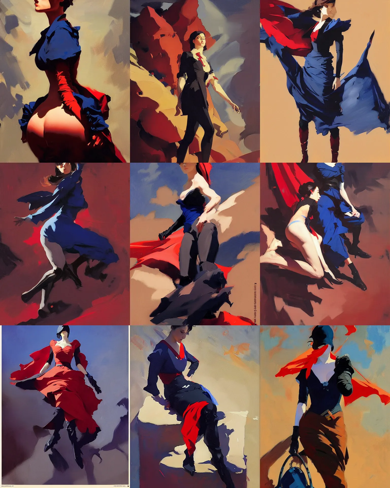 Prompt: black red deep blue cloth fabric jodhpurs greg manchess painting by sargent and leyendecker, studio ghibli, fantasy, medium shot, asymmetrical, intricate, elegant, matte painting, illustration, hearthstone, by rhads by greg rutkowski, by greg tocchini, by james gilleard, by joe fenton