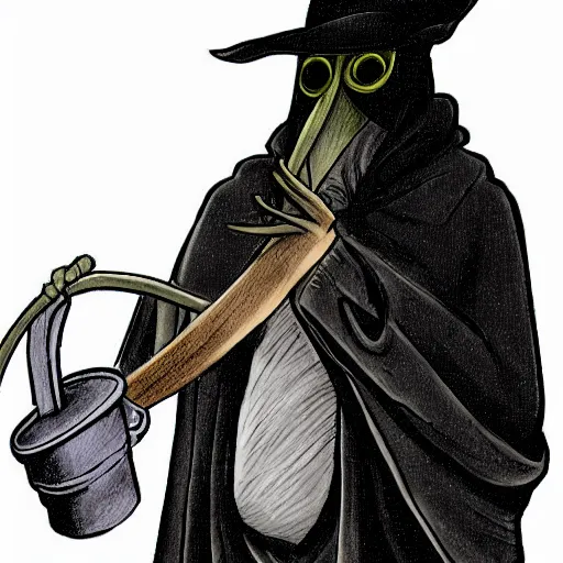 Image similar to a plague doctor,art by Nixeu on deviantart