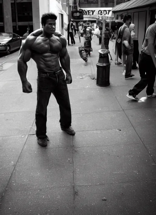 Image similar to Candid street portrait of The Incredible Hulk , Humans of New York, 2011