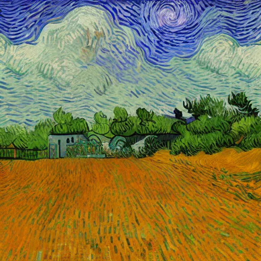 Prompt: sunny day - digital art by vincent van gogh