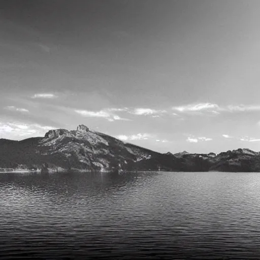 Image similar to lago di sorapis, hyper - realistic black and white drawing