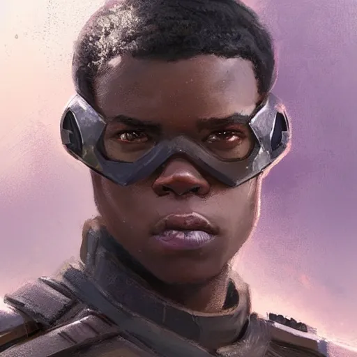 Image similar to portrait of a man by greg rutkowski, he looks like john boyega, star wars expanded universe, he is about 2 5 years old, wearing the tactical gear of the galactic alliance, digital painting, artstation, concept art, smooth, sharp foccus ilustration, artstation hq