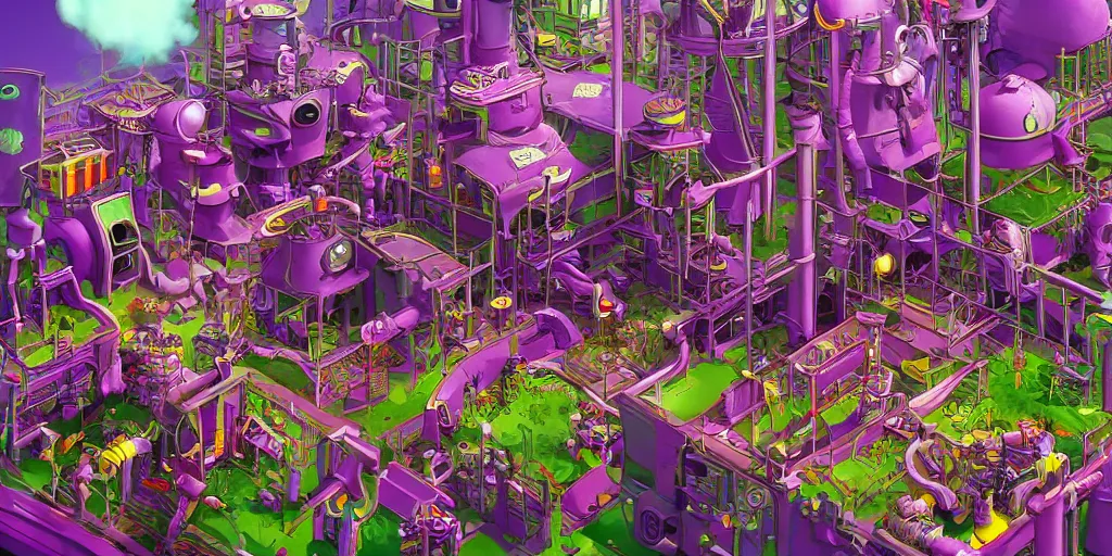 Image similar to Wonka's Factory, detailed digital art, trending on Artstation