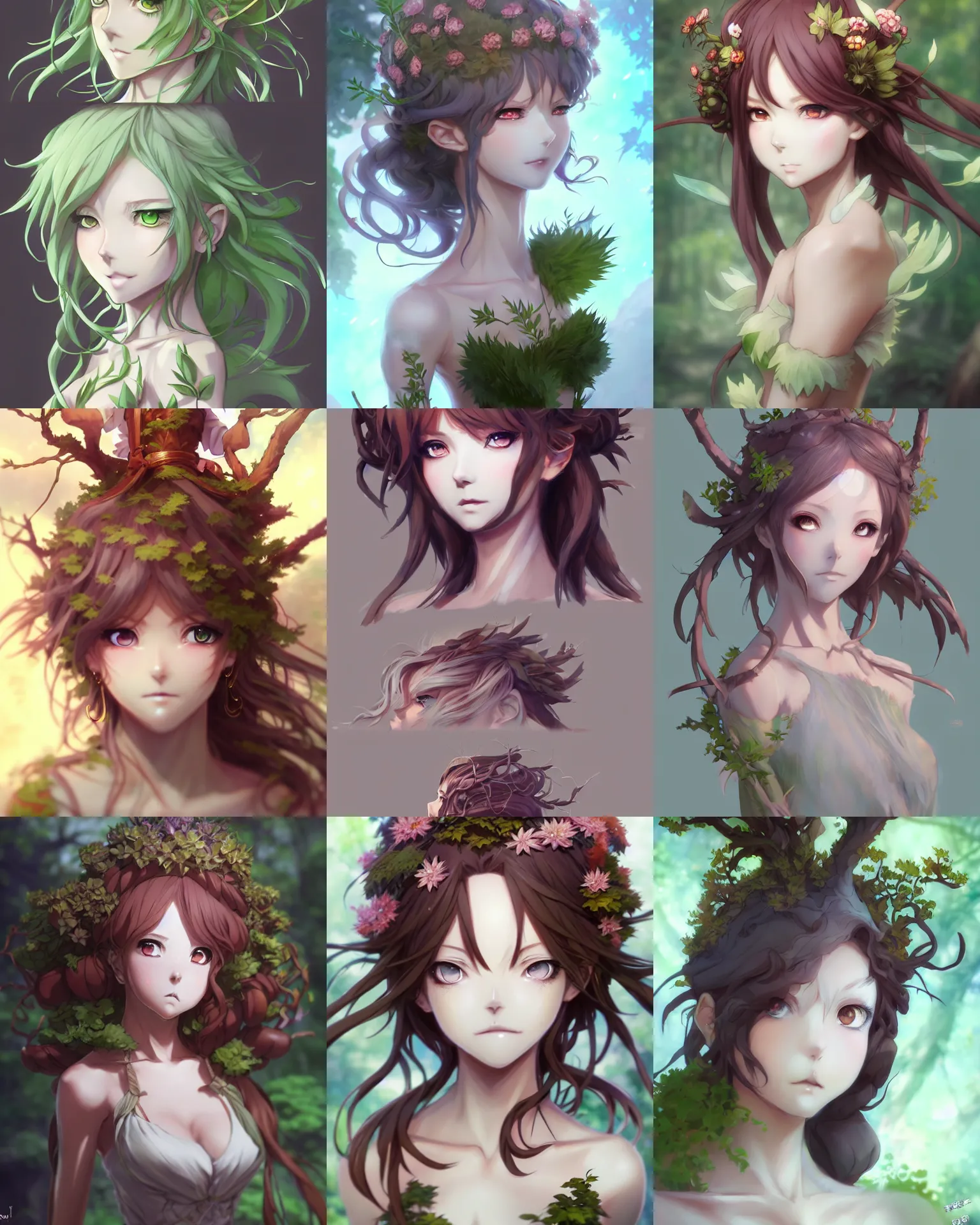 Prompt: character concept art of an anime dryad | | cute - fine - face, pretty face, realistic shaded perfect face, fine details by antilous chao, stanley artgerm lau, wlop, rossdraws, james jean, andrei riabovitchev, marc simonetti, and sakimichan, tranding on artstation