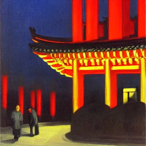 Image similar to Beijing, night, China, Edward Hopper