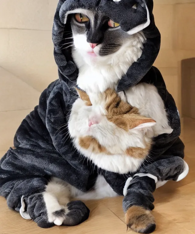 Prompt: a cat furry wearing a kigurumi