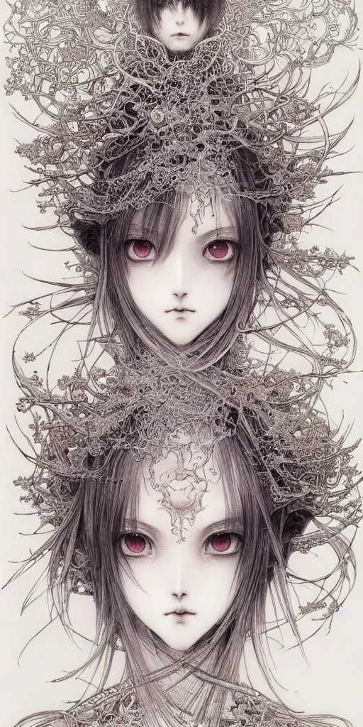 Image similar to prompt: Fragile looking vessel portrait soft light drawn by Vania Zouravliov and Takato Yamamoto, inspired by Evangeleon Anime, magical and alchemical weapons, soft light, white background, intricate detail, intricate ink painting detail, sharp high detail, manga and anime 2000