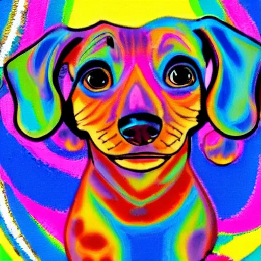 Image similar to lisa frank dachshund