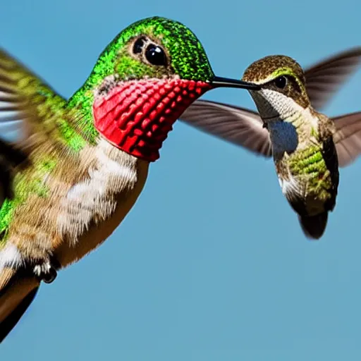 Prompt: nature photograph of a hummingbird eating a shark, 4k, national geographic