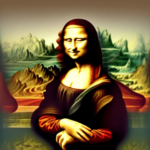 Image similar to mona lisa texting