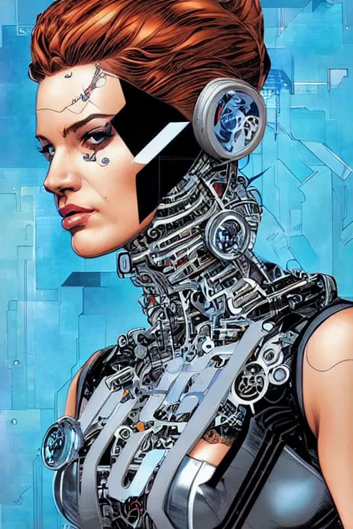 Image similar to a portrait of a beautiful cybernetically enhanced woman, by marvel comics and sandra chevrier