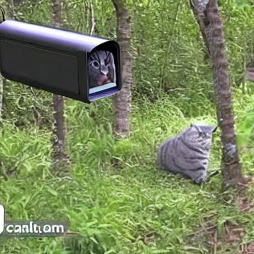 Image similar to world's fattest cat urban trail cam cctv footage