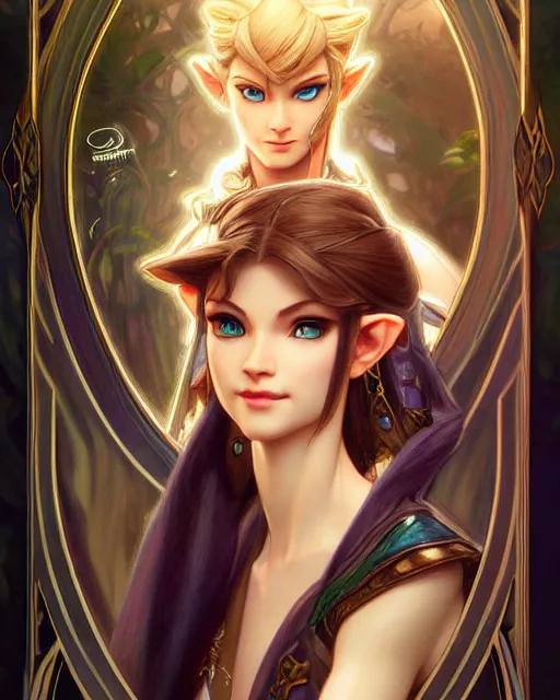Prompt: portrait of disney link twilight princess, intricate, elegant, highly detailed, my rendition, digital painting, artstation, concept art, smooth, sharp focus, illustration, art by artgerm and greg rutkowski and alphonse mucha and uang guangjian and gil elvgren and sachin teng and wlop, symmetry!!