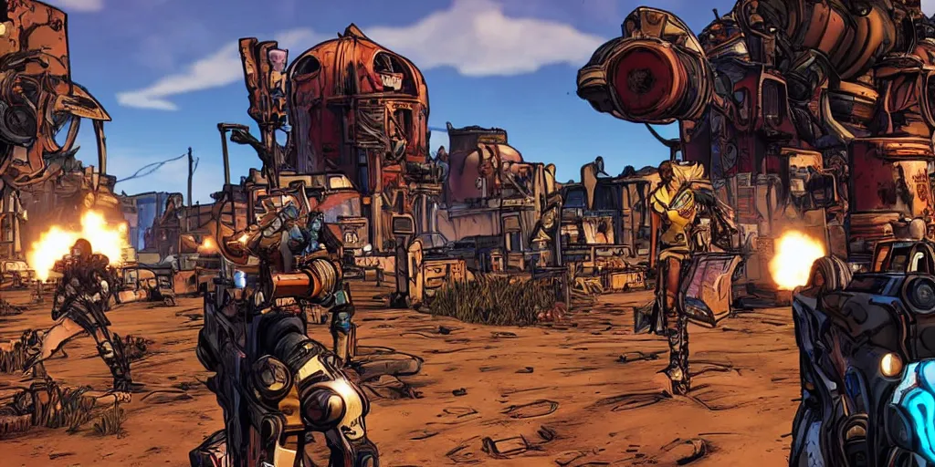 Image similar to screenshot from the game borderlands 3, highly detailed