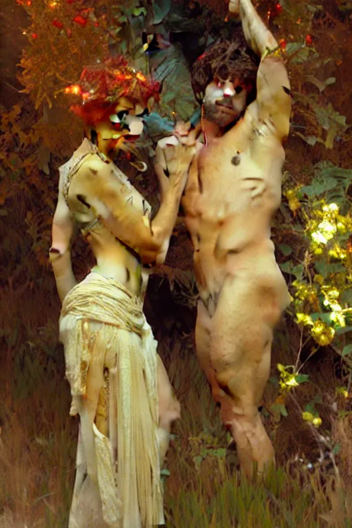 Image similar to 2 attractive male, painting by gaston bussiere, craig mullins, greg rutkowski, alphonse mucha