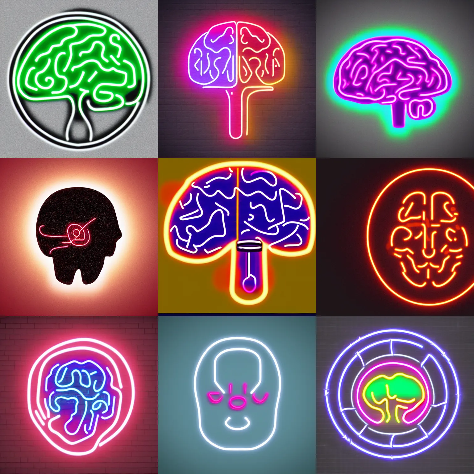 Prompt: Logo, brain of an AI, neon