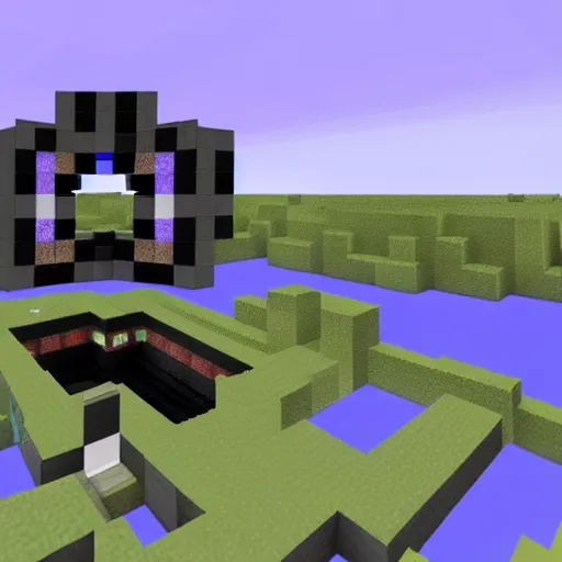 Image similar to a black hole in Minecraft