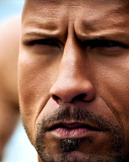 Image similar to film still close up shot of dwayne johnson as maximus from the movie gladiator. photographic, photography