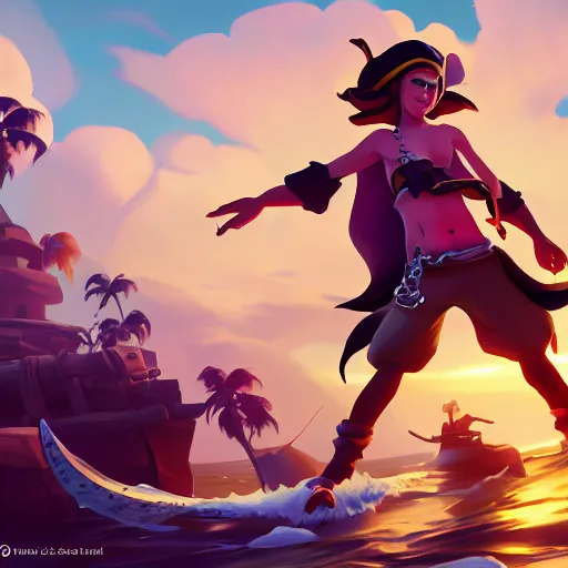 Image similar to jack the pirate mermaid on sea of thieves game avatar hero, behance hd by jesper ejsing, by rhads, makoto shinkai and lois van baarle, ilya kuvshinov, rossdraws global illumination