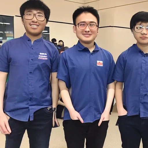 Prompt: technicbots asian ftc team with navy blue shirts