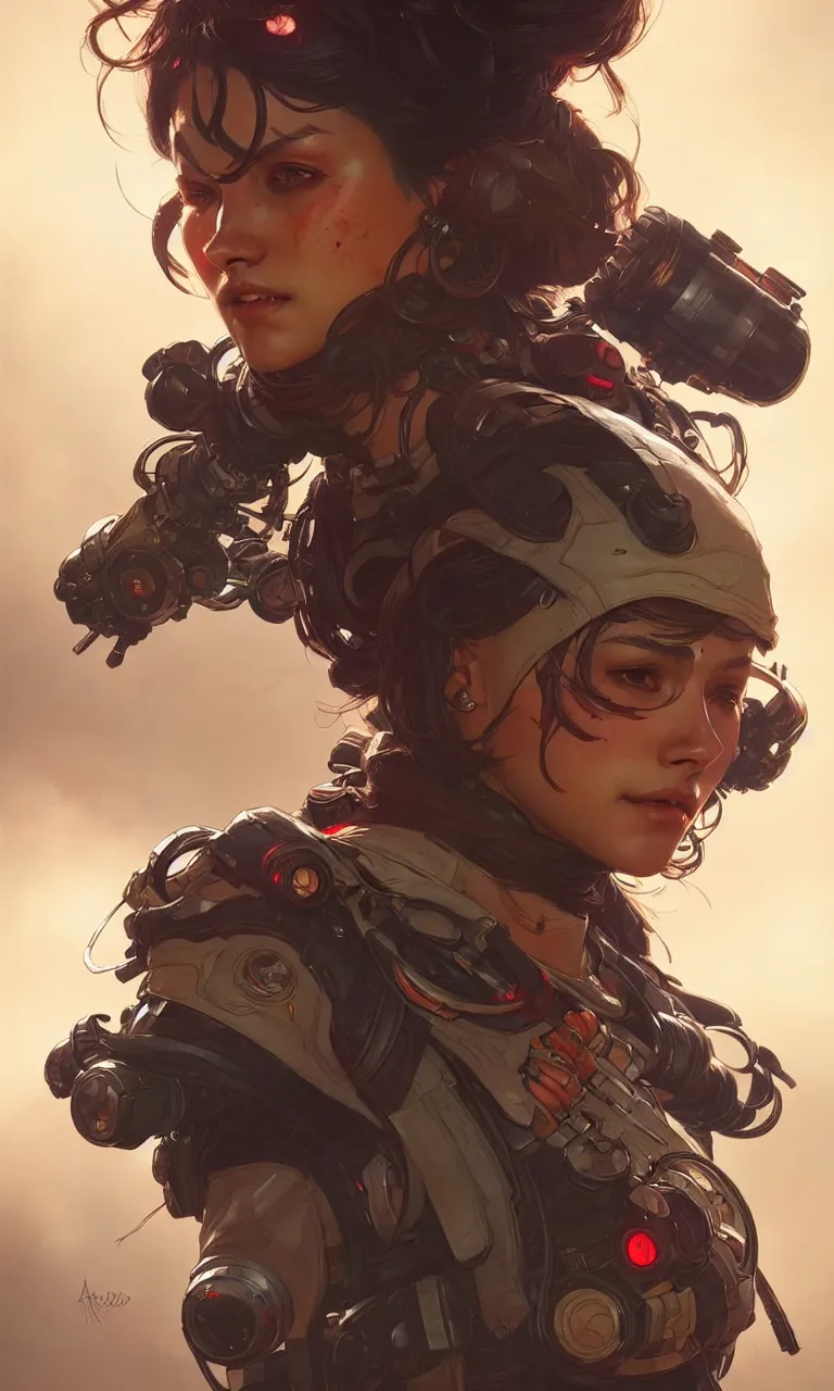 Image similar to Apex Legends Woman, highly detailed, digital painting, artstation, concept art, smooth, sharp focus, illustration, art by artgerm and greg rutkowski and alphonse mucha