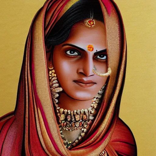 Prompt: an indian woman wearing a sari, highly detailed, intricate, 8 k