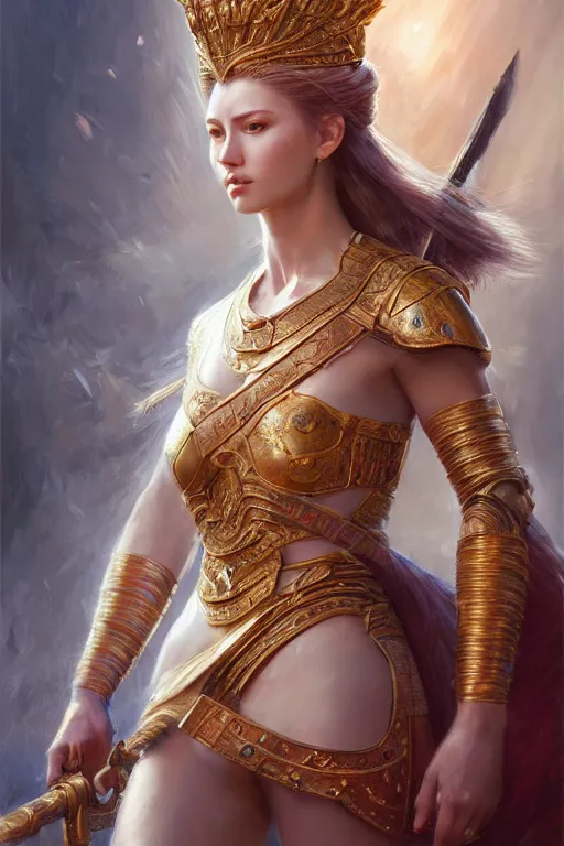 Image similar to a masterpiece ultrarealistic ultradetailed portrait of a very beautiful warrior queen, medium shot, intricate, elegant, by stanley artgerm lau, wlop, rossdraws, james jean, andrei riabovitchev, marc simonetti, light by julie bell, porcelain skin. global illumination, vfx