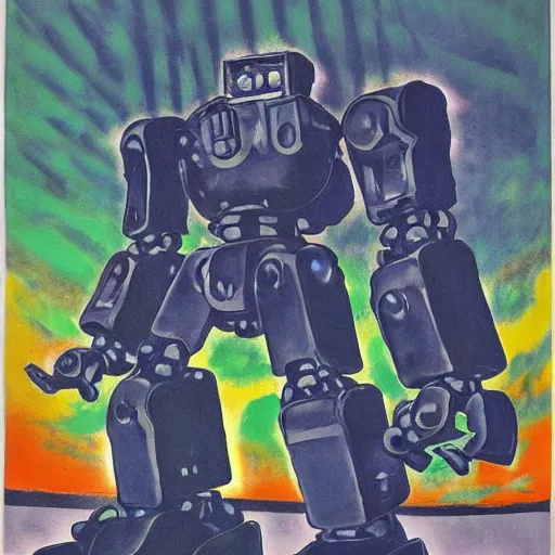 Image similar to combat mecha by emil nolde, david salle