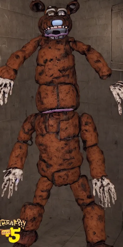 Image similar to freddy fazbear, ultra realistic, scary, horror, dark, 3 point lighting, arcade,! dream