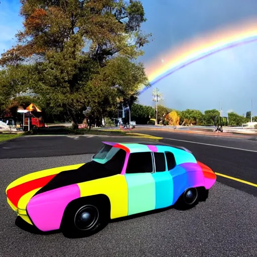 Image similar to a rainbow car