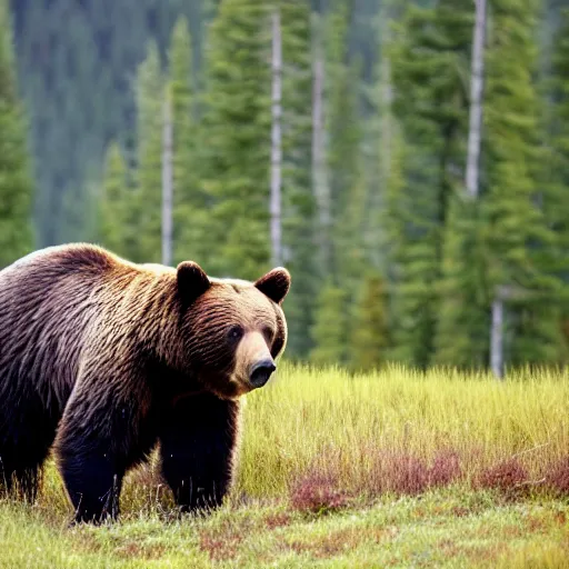 Image similar to bear hunting in pacific northwest, mountains, alpine, realistic