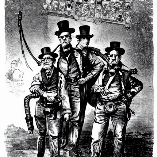 Prompt: Steampunk Ghostbusters, 1884,