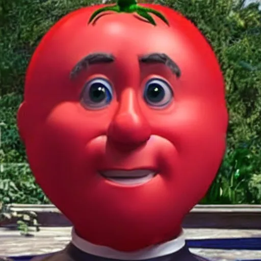 Image similar to tom hanks as a tomato, looks like a tomato