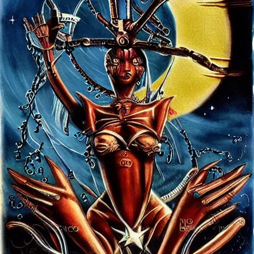 Image similar to sailor moon. art by hr giger