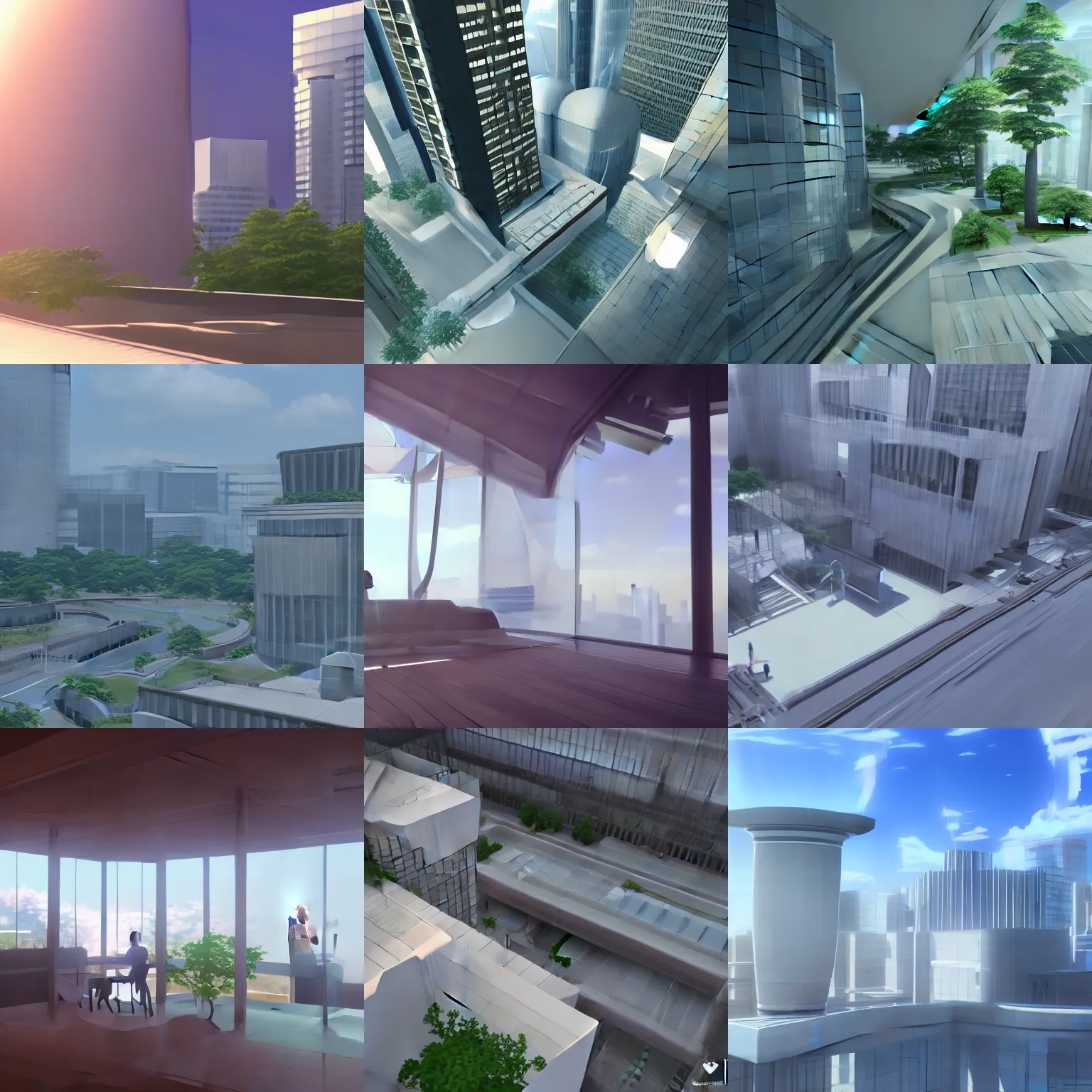 Prompt: blender render fourth infinite makoto shinkai scenery dimension modern architecture