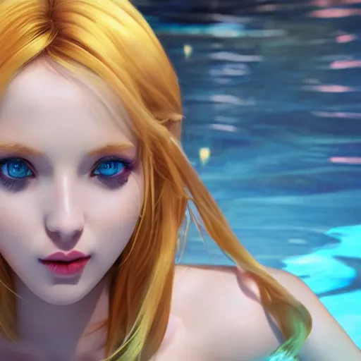 Image similar to pool party lux ( league of legends ), 3 d octane render trending on art startion