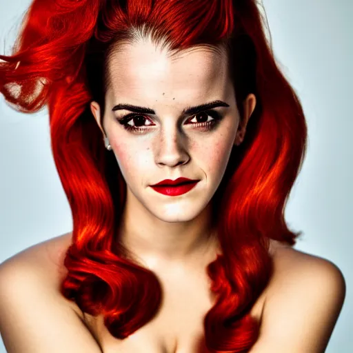 Prompt: Emma Watson as Jessica Rabbit, (Sony a7R IV, symmetric balance, dynamic range)