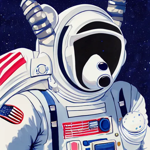 Image similar to painting of an anthropomorphic racconn astronaut with ref half - furaffinity, digital painting, detailed, furry art, furry fandom, furaffinity