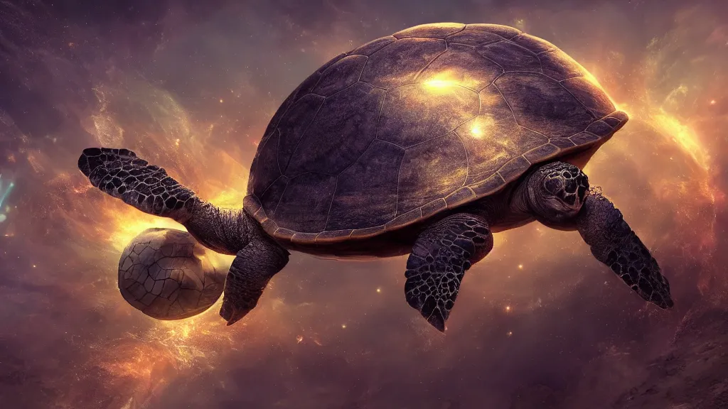 Prompt: the world turtle carrying earth on his back as it floats through space, fantasy artwork, very very very beautiful scenery, hd, hdr, ue5, ue6, unreal engine 5, cinematic 4k wallpaper, 8k, ultra detailed, high resolution, artstation, award winning