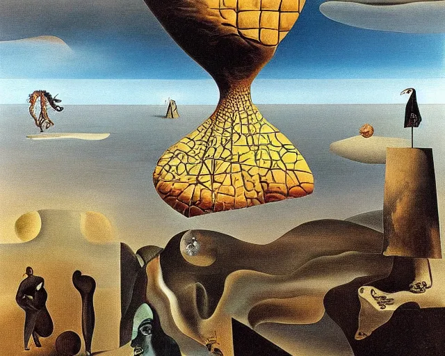 Prompt: Warped Perspectives, a surrealism painting by Salvador Dali