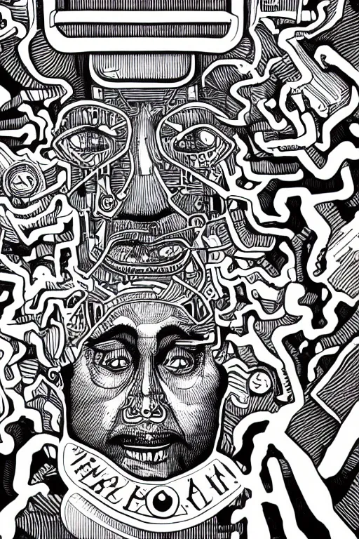 Image similar to mcbess illustration of the inside of an AI mind