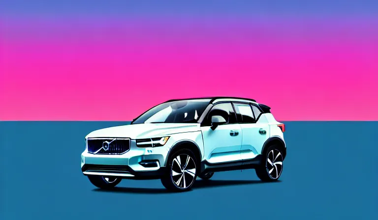 Image similar to a beautiful, minimal. sharp focus, clean lines, vector art. white volvo xc 4 0. vaporwave ombre rendering. outrun style. in the style of a travel poster. trending on artstation. recommended for you behance. by chris moore. by edward hopper. ambient occlusion. digital matte painting. metropolis filmic. gotham city.