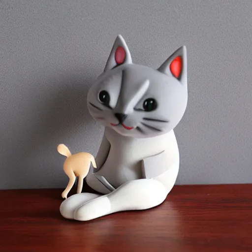 Image similar to 3 d graphic cartoon gray clay figure cat