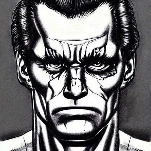 Image similar to ballpoint pen sketch of the terminator ( 1 9 8 4 )!!!!!!!