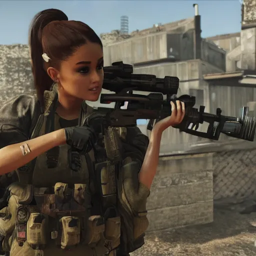 Image similar to Ariana Grande in Call of Duty, 4k