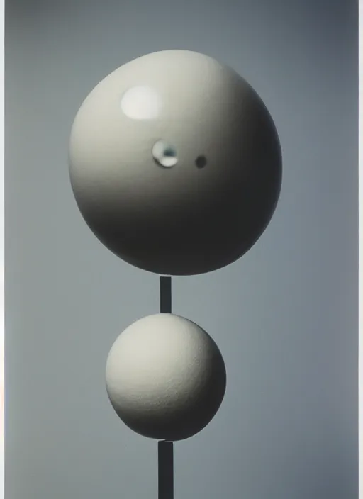 Image similar to realistic object photo of ping pong balls sculpture, eyeballs sculpture, black caviar cloud, readymade, dadaism, fluxus, man ray 1 9 9 0, life magazine photo