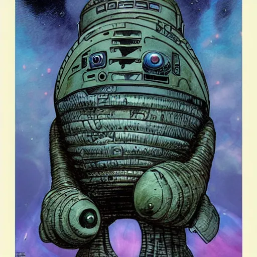 Image similar to the alien cosmic tardigrade that awaits you at the end of all of space and time, by enki bilal